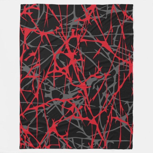 Large Fleece Blanket, modern, abstract, red, black (Front)