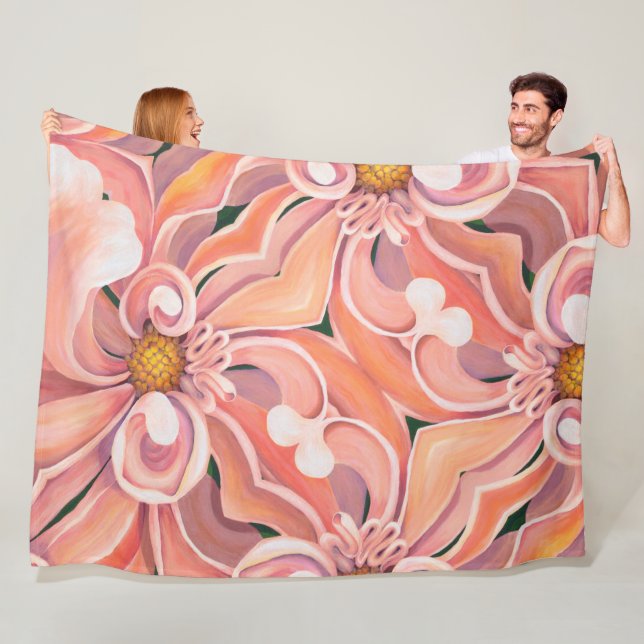 Large Fleece Blanket Peach Dahlia (In Situ)