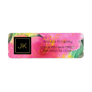 Large Floral Abstract Monogram Return Address