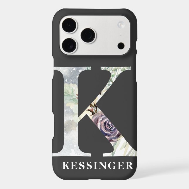 Large Floral Monogram K with Name Personalisation (Back)