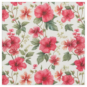 Large Floral Pattern Hibiscus Flowers Fabric
