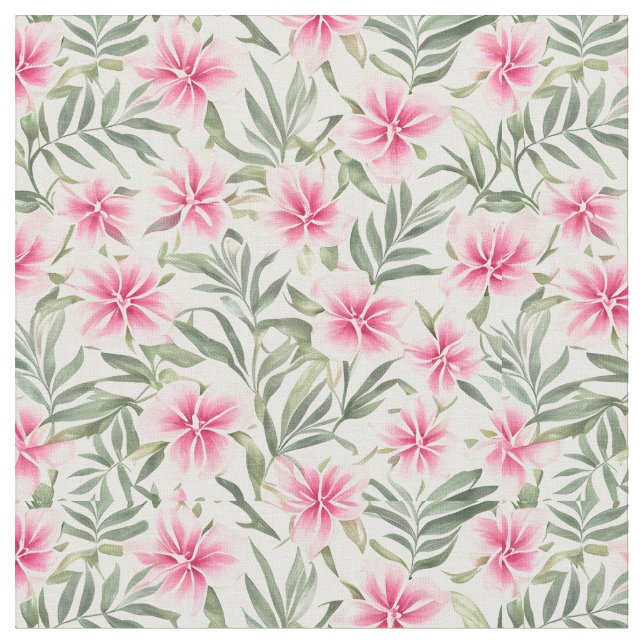 Large Floral Pattern Oleander Flowers Fabric (Close Up)