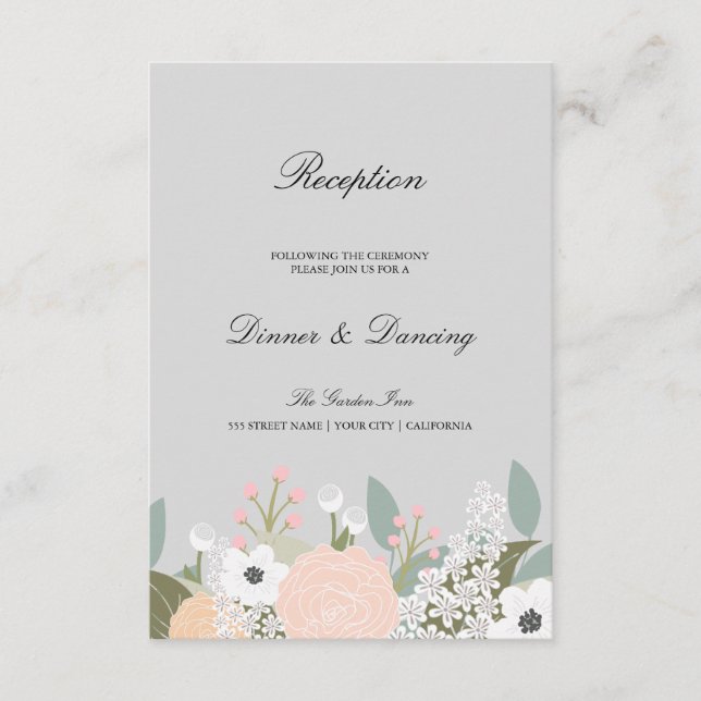 Large Floral Reception Card (Front)