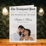 Large Folded Wedding Newspaper Timeline Program Card<br><div class="desc">Have a blast at your wedding with this trendy newspaper style program,  featuring your custom photo & editable details. Easily add your own details by clicking on the "personalise" option.</div>