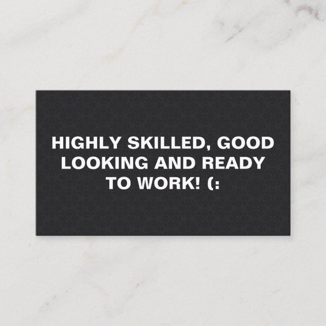 Large Font | Damask Black Pattern Print Business Card (Front)