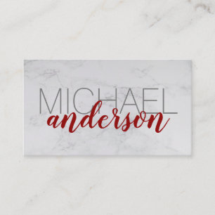 Large Font Red Script Professional Marble Business Card