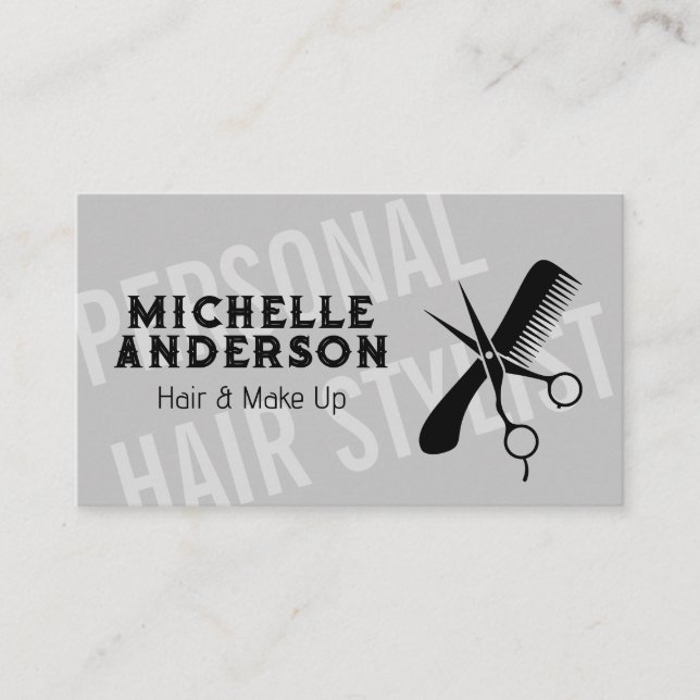 Large Font | Scissors and Comb Business Card (Front)