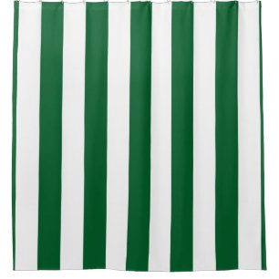 Large Forest Green White Vertical Stripes #2 Shower Curtain