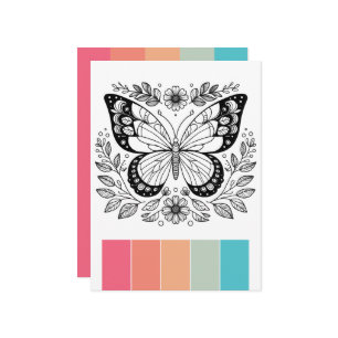 Large Format Butterfly Colouring Cards Art Therapy