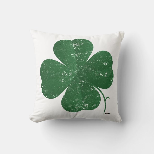 Large Four Leaf Clover - vintage style Cushion (Front)