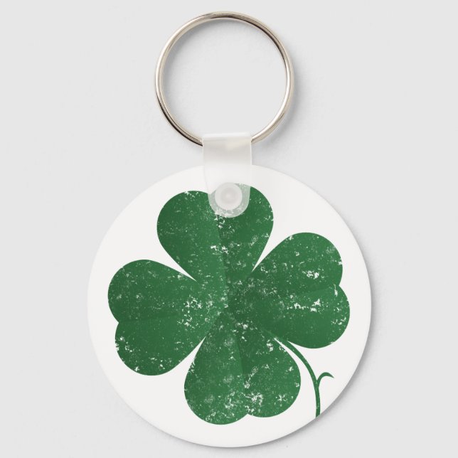 Large Four Leaf Clover - vintage style Key Ring (Front)