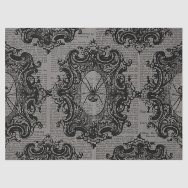 Large Framed Spider on Dark Grey Decoupage Tissue Paper (Front)