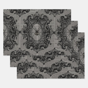Large Framed Spider on Dark Grey Wrapping Paper Sheet