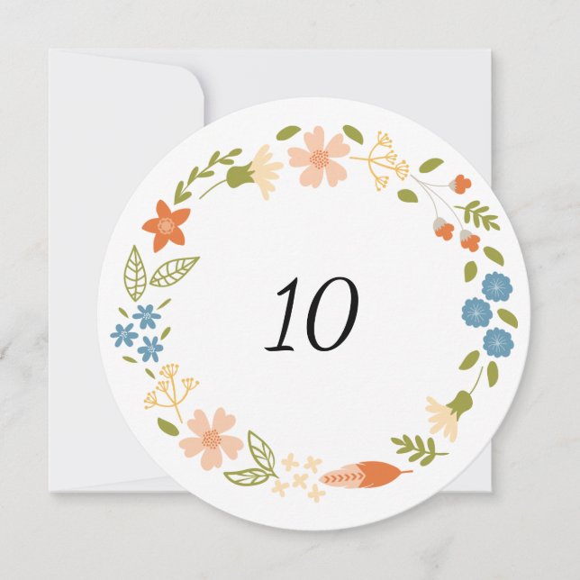 Large Garden Party Custom Table Number Card (Front)