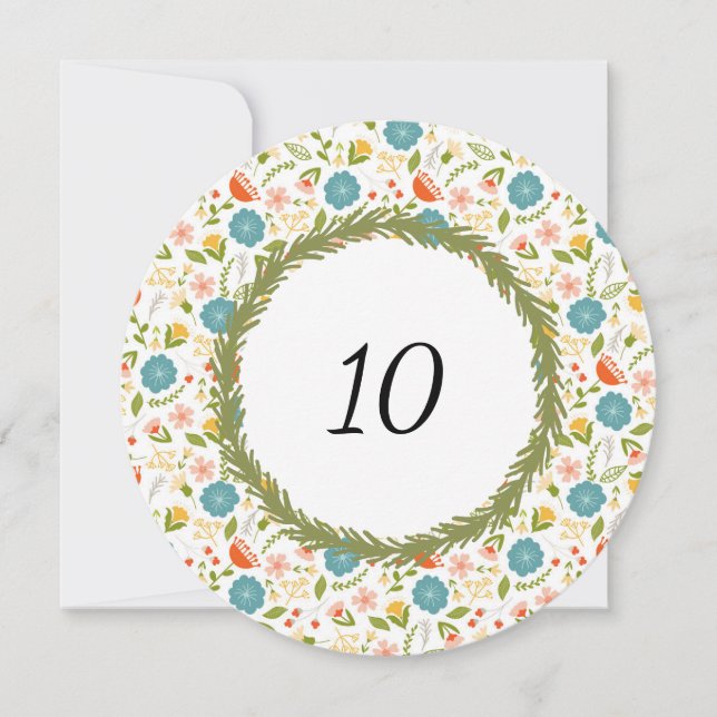 Large Garden Party Custom Table Number Card (Front)