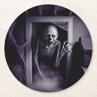Large Ghoul in Attic! Round Paper Coaster