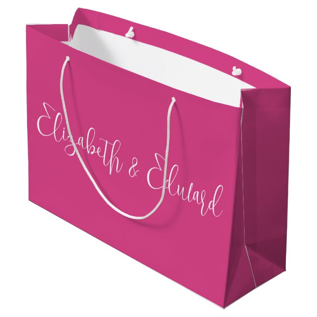 Large Gift Bag - Pink and White Text (Back Angled)