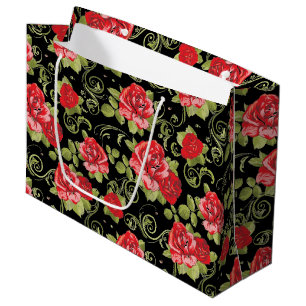 Large Gift Bag-Red Roses Print Bag