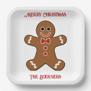 Large Gingerbread Man Cookies Christmas Paper Plate