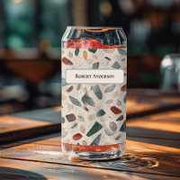 Large Glass Chips Retro Terrazzo Pattern Can Glass