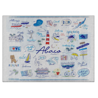 Large Glass Cutting Board- "ABC's of Hope Town" Board