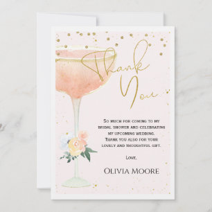 Large Glass Floral Bridal Shower Thank You Card