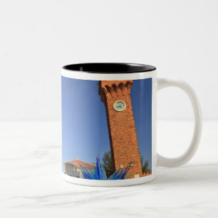 Large Glass Statue and Bell Tower, Italy Two-Tone Coffee Mug