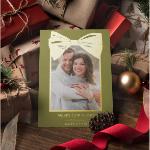 Large Gold Foil Bow Olive Green Photo
