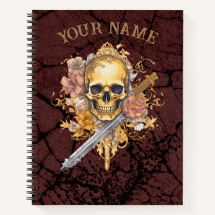 Large gold Skull notebook