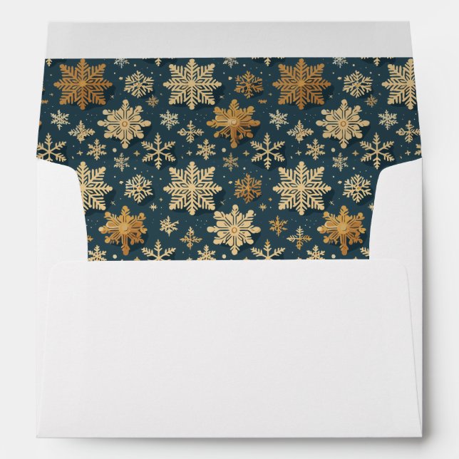 Large Gold Snowflakes on Blue Insert Envelope (Back (Bottom))