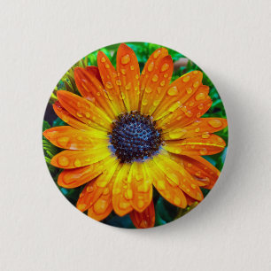 Large Golden Flower Close Up 6 Cm Round Badge