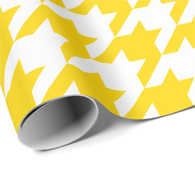 Large Golden Yellow and White Houndstooth Wrapping Paper (Roll Corner)