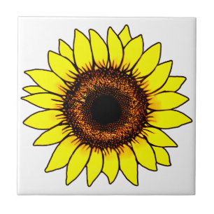 Large Golden Yellow Sunflower Tile