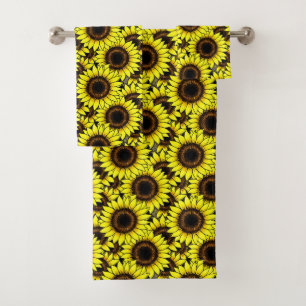 Large Golden Yellow Sunflowers Bath Towel Set