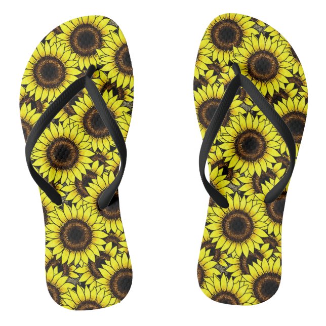 Large Golden Yellow Sunflowers Jandals (Footbed)