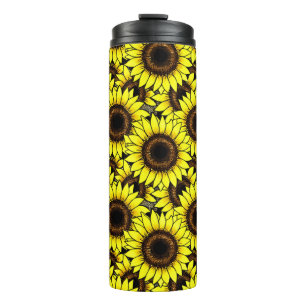 Large Golden Yellow Sunflowers Thermal Tumbler