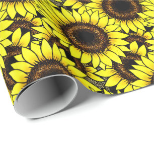 Large Golden Yellow Sunflowers   Wrapping Paper