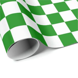 Large Green and White Checks Wrapping Paper