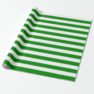 Large Green and White Stripes Wrapping Paper