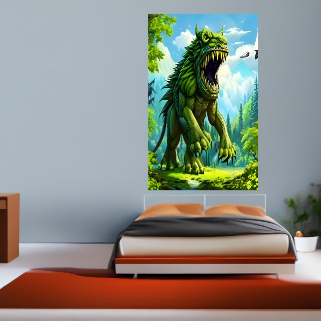 Large green fantasy creature | AI Art Poster (Creator Uploaded)