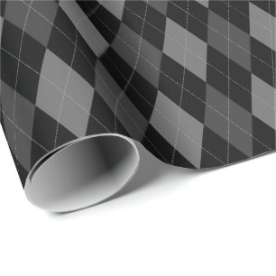 Large Grey and Black Argyle Wrapping Paper