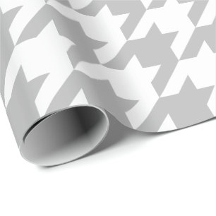 Large Grey and White Houndstooth Wrapping Paper
