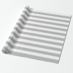 Large Grey and White Stripes Wrapping Paper