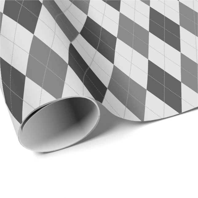 Large Grey Tones Argyle Wrapping Paper (Roll Corner)