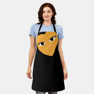 Large Heart with Eyes on Black Apron