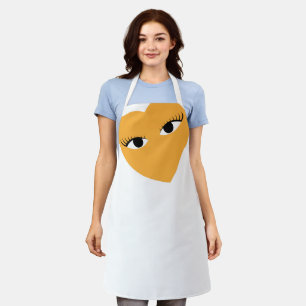 Large Heart with Eyes on White Apron