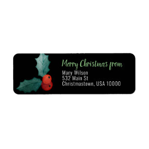 Large Holly Leaf with Red Berries, Christmas