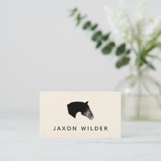 Large Horse Black White Smoky Cloud Minimal Business Card