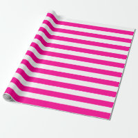 Large Hot Pink and White Stripes Wrapping Paper