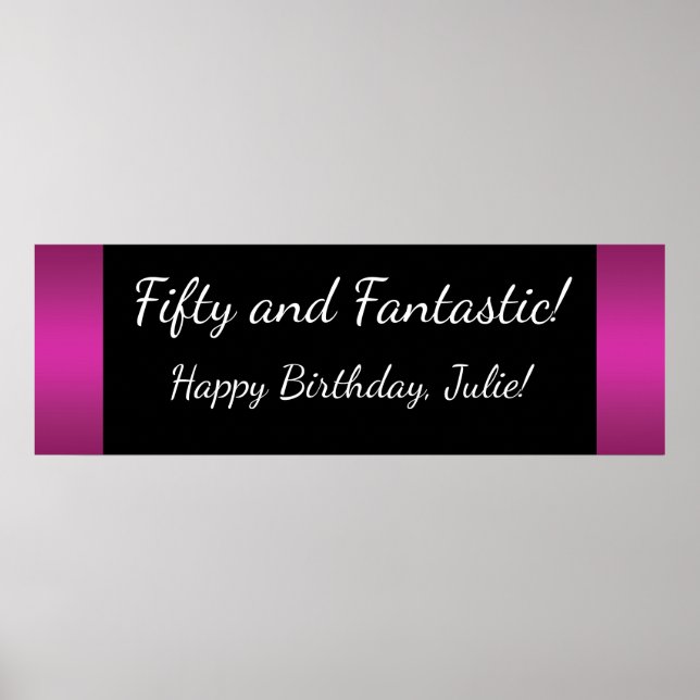 Large Hot Pink Birthday Party Banner Poster (Front)